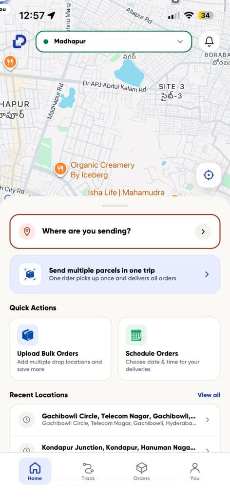 DeleMate app screen for adding multiple parcels to one booking